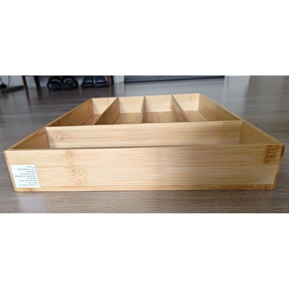 Bamboo Kitchen Utensils Tray Multi Grid Organizer Home Decor Jewelry Box - Picture 6 of 13